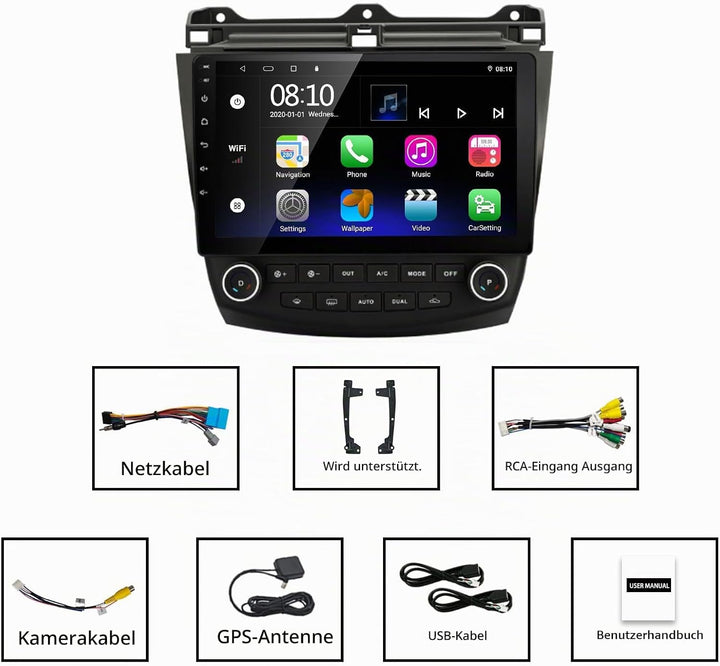 LEXXSON Android 8.1 Autoradio für Honda Accord 7. 2003-2007 | 10,1-Zoll-Touchscreen AM FM-Radio GPS-