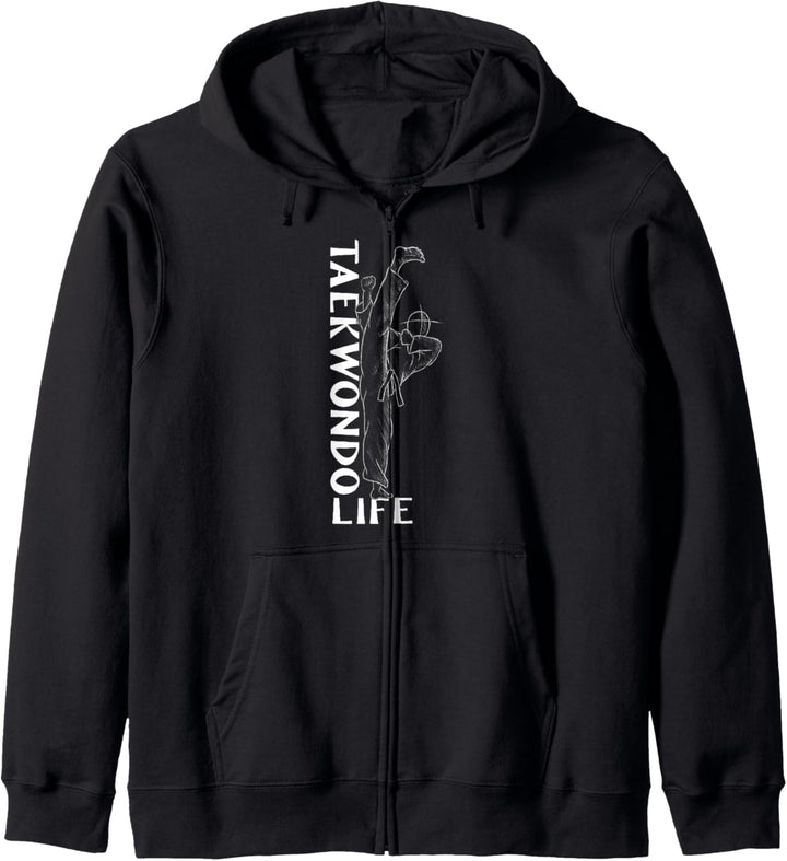 Dollyo Chagi Roundhouse Kick Zeichnung Taekwondo Life Kapuzenjacke