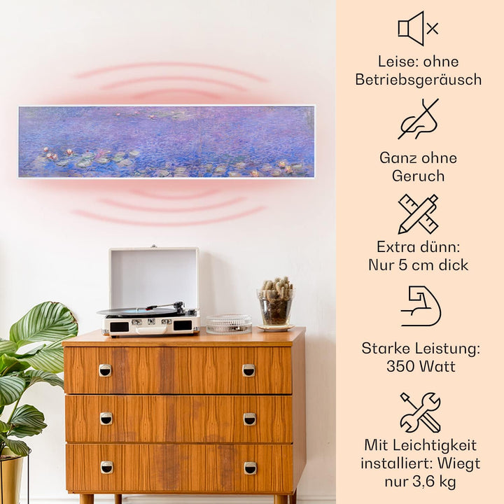 Klarstein Infrarotheizung mit Thermostat, 350W Elektroheizung, Smart Home Bild-Infrarotheizung zur W