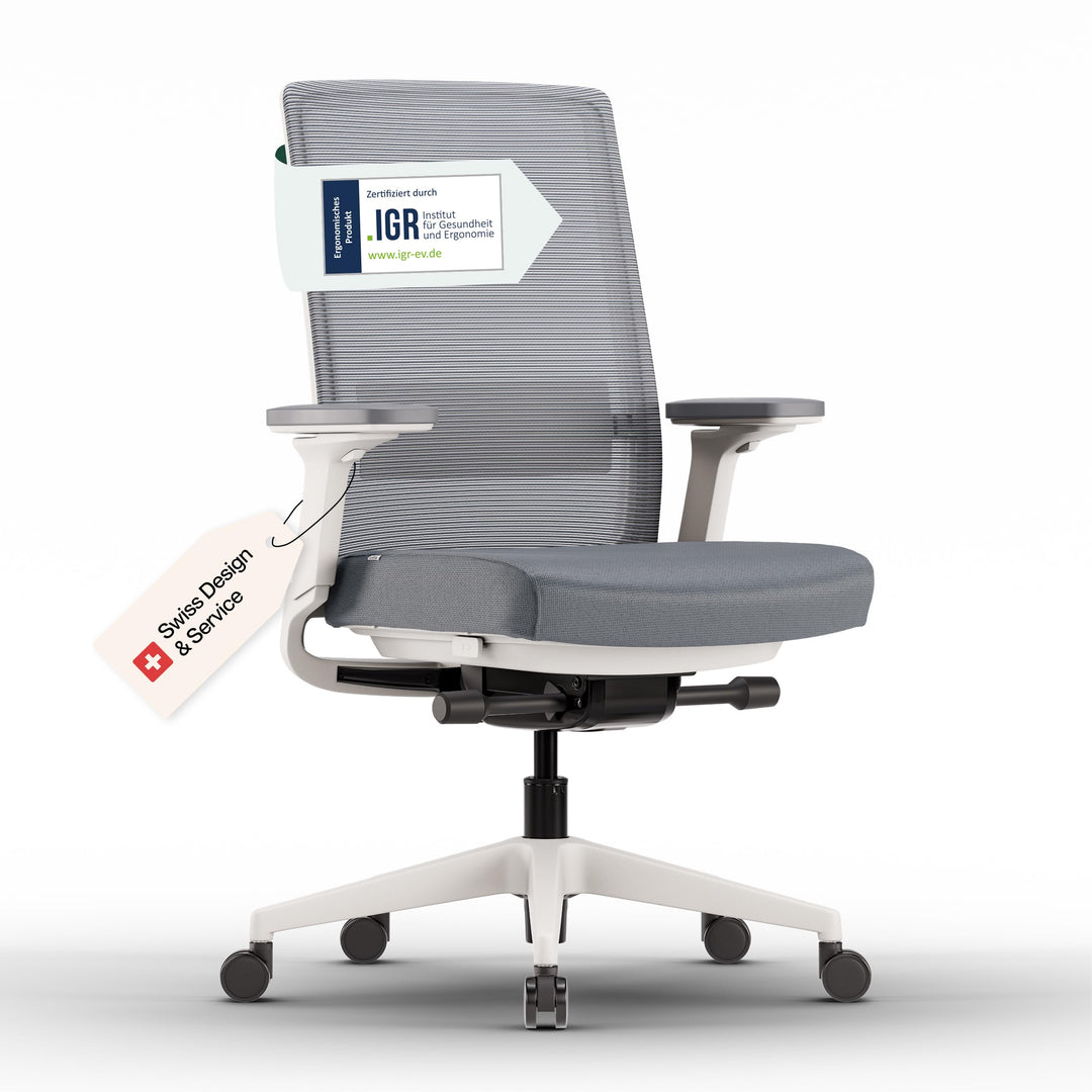 Active Bürostuhl Weiss TESTSIEGER | Ergonomischer Schreibtischstuhl mit Sitzkippfunktion &amp; adaptiver