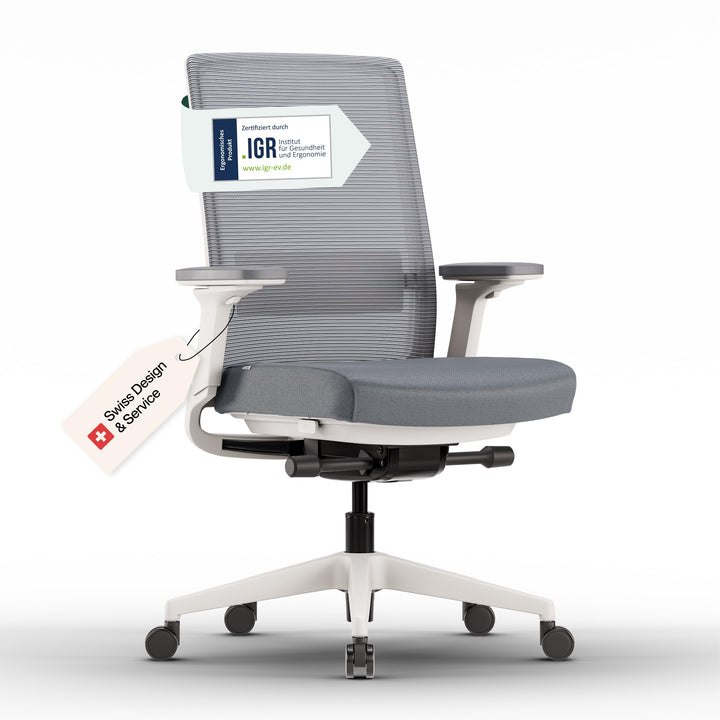 Active Bürostuhl Weiss TESTSIEGER | Ergonomischer Schreibtischstuhl mit Sitzkippfunktion &amp; adaptiver