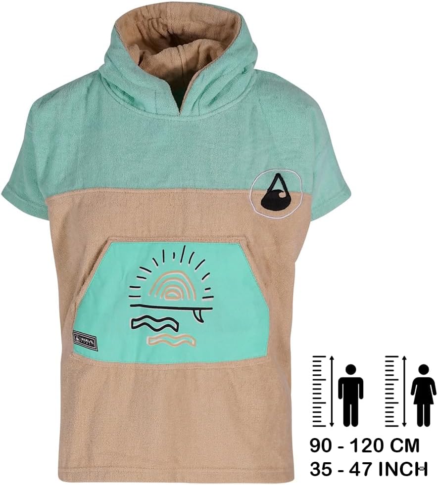 WAVE HAWAII Dropsi Surfponcho für Körpergrössen von 90-120 cm Poncho 100% ÖKO Baumwolle Umkleidehilf