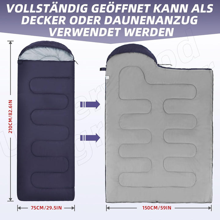UnderwoodAggregator Schlafsäcke für Erwachsene und Kinder -Ultraleichter Schlafsack 3 Saison für kal