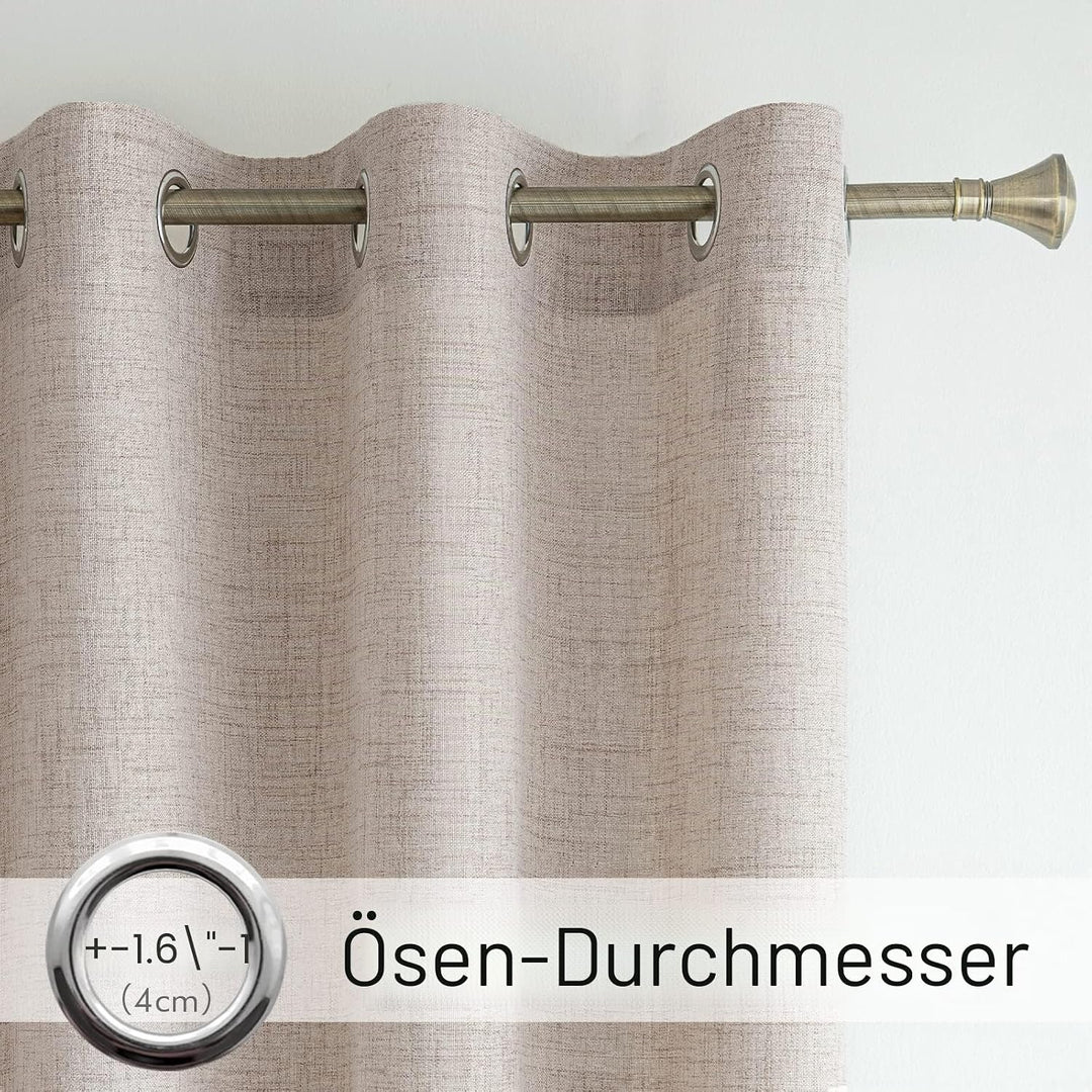 MIULEE Wohnzimmer Vorhänge Gardinen Leinen Ösenvorhang Leinenoptik Vorhang Boho Gardine mit Ösen Sem