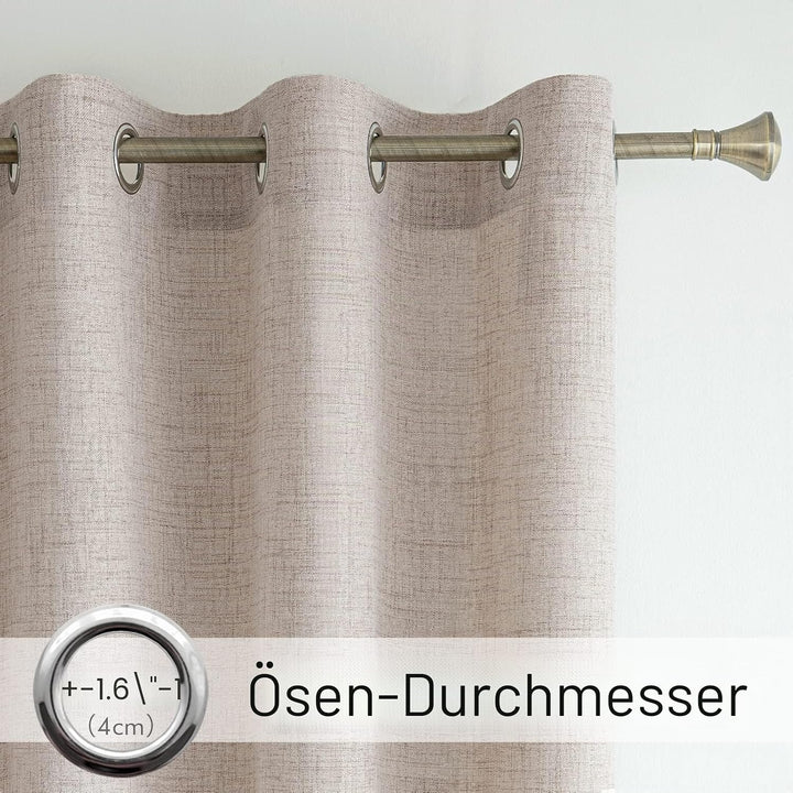 MIULEE Wohnzimmer Vorhänge Gardinen Leinen Ösenvorhang Leinenoptik Vorhang Boho Gardine mit Ösen Sem