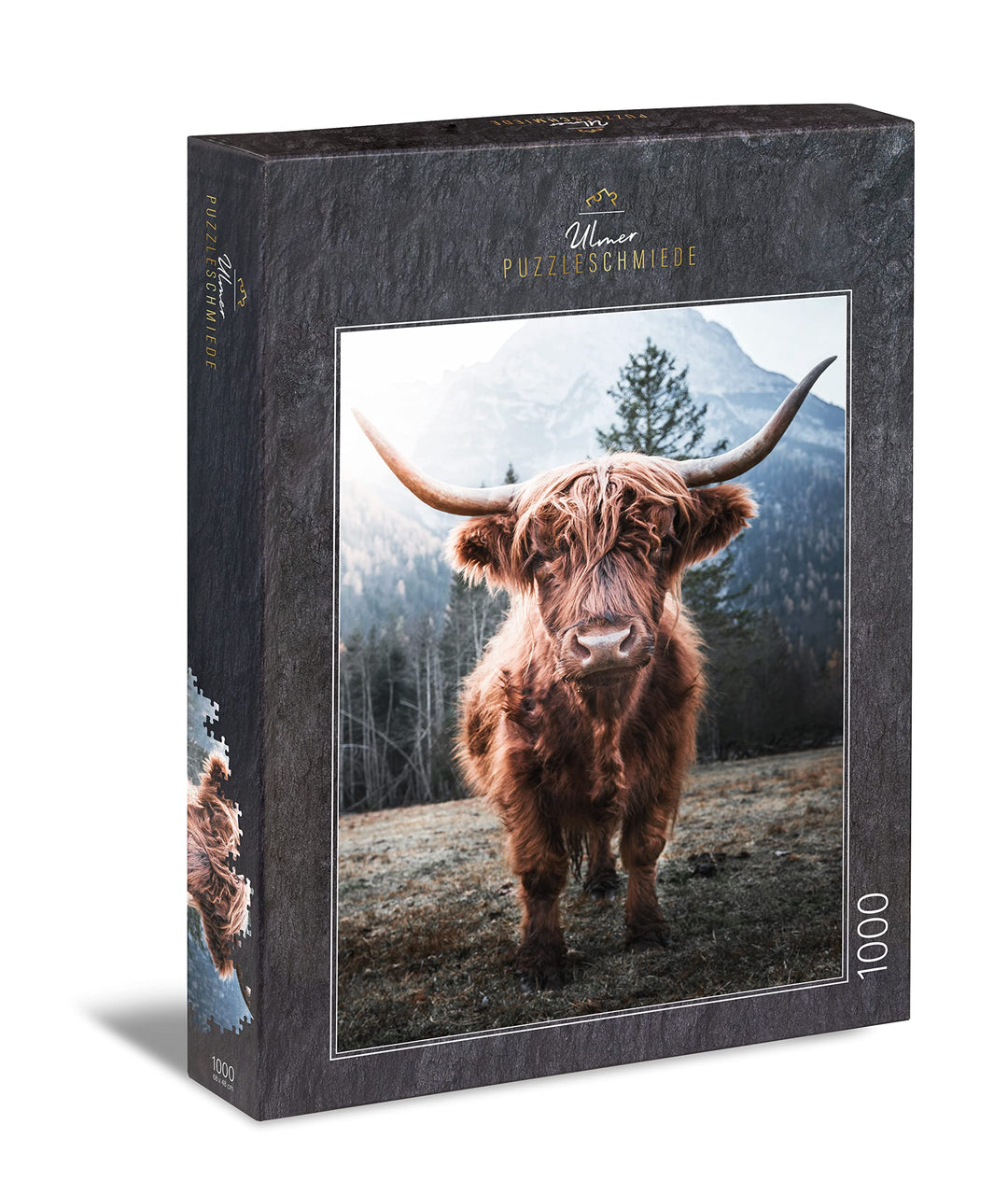 Ulmer Puzzleschmiede - Tier-Puzzle „Hochland“– Klassisches 1000 Teile Puzzle – Puzzlemotiv vom kraft
