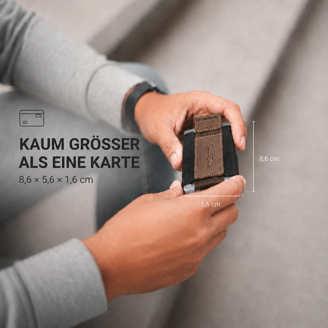 Jaimie Jacobs Minimalist Wallet Nano Boy Pocket Mini Geldbörse aus Textil mit Zugband schmaler Karte