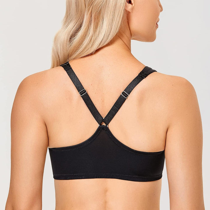 DELIMIRA Damen BH mit Vorderverschluss Seamless Bügel BHS Grosse Brüste Vollschalen Racerback Ungefü