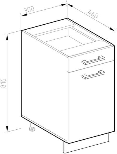 Vicco Küchenschrank mit Schublade R-Line, Rot/Anthrazit, AP Marmor Rot Schubunterschrank 30 cm, AP M