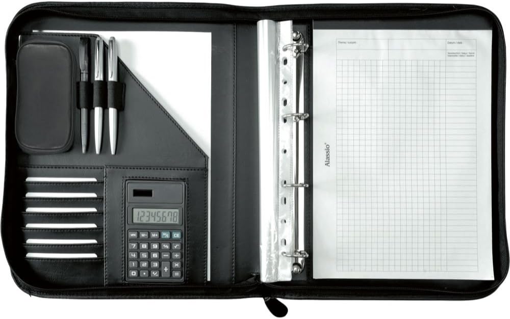 Alassio Herren Ringbuchmappe A4 Riccione Lederimitat schwarz
