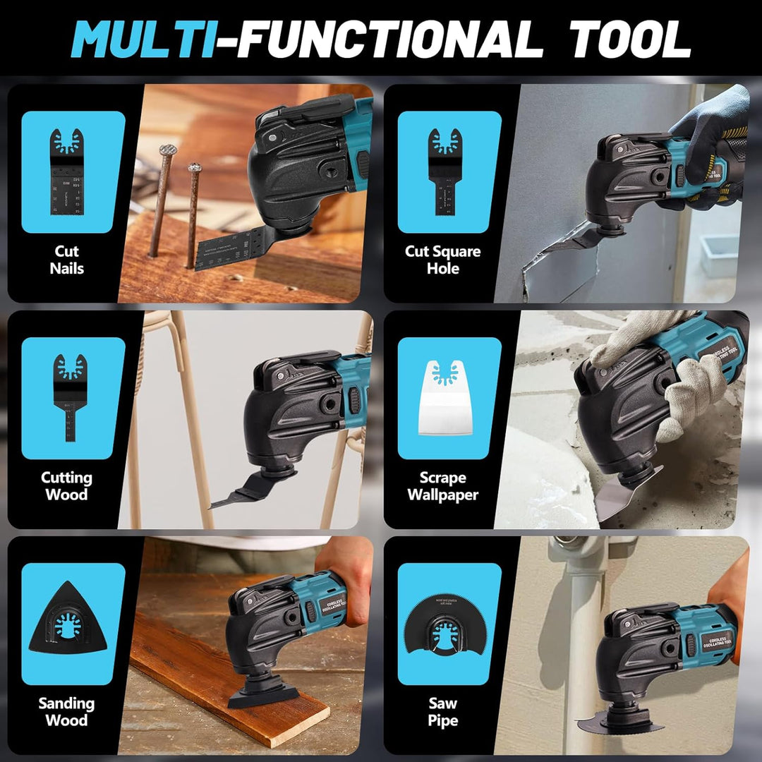 Akku Multifunktionswerkzeug für 18V Akku,Multitool,Oszillierwerkzeug, bürstenloses für 2 PCS 21V 4.0
