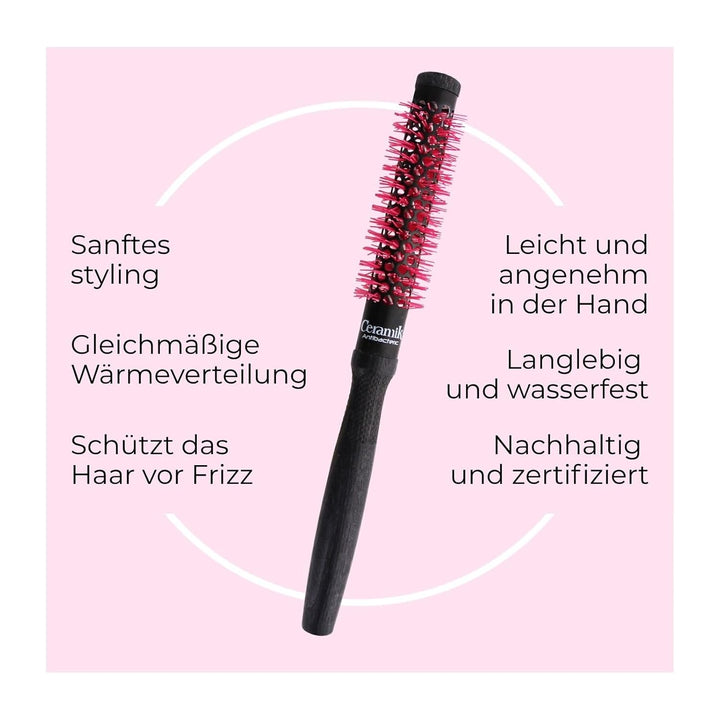 TEK - Professional Line - Antibakterielle Thermobürste mit Keramikwinde, kurzes Haar - 18mm 18 mm, 1