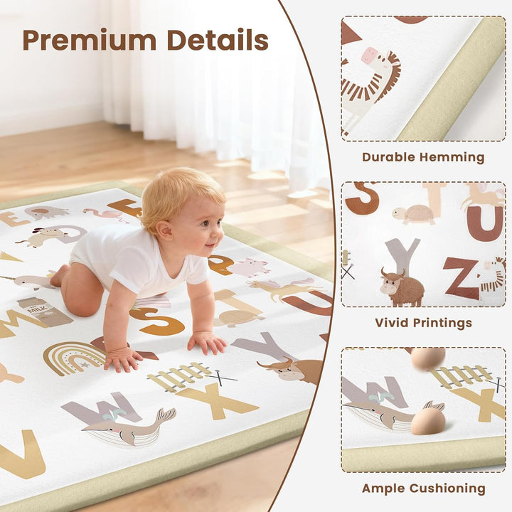 Teppich Krabbelmatte Baby 127x127x3cm, Spielmatte Krabbeldecke Turnmatte Spielteppich für Baby Kinde