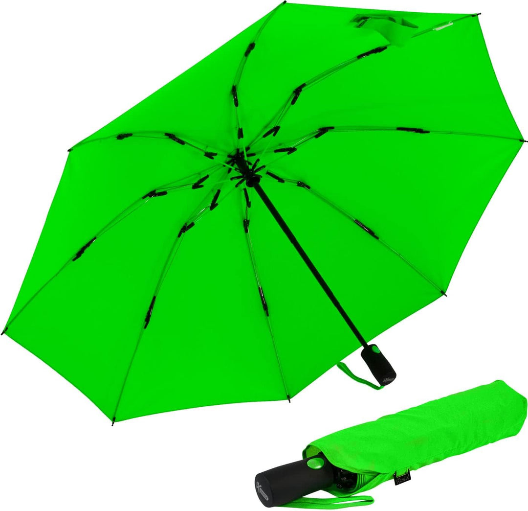 iX-brella Reverse umgekehrt öffnender Fiberglas-Taschenschirm mit farbigen Speichen - neon-grün, Neo