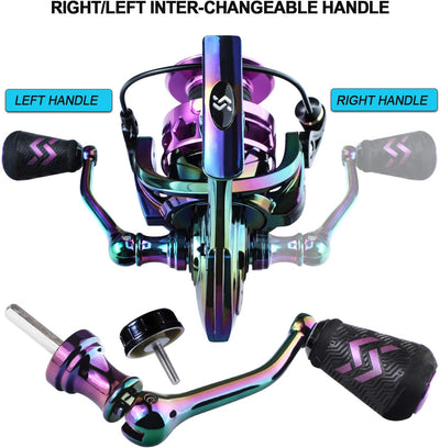 Sougayilang Spinning Angelrolle 6.0:1 Gear Ratio Graphit Rahmen 12 + 1 BB Bunte Angelrolle mit 25 lb
