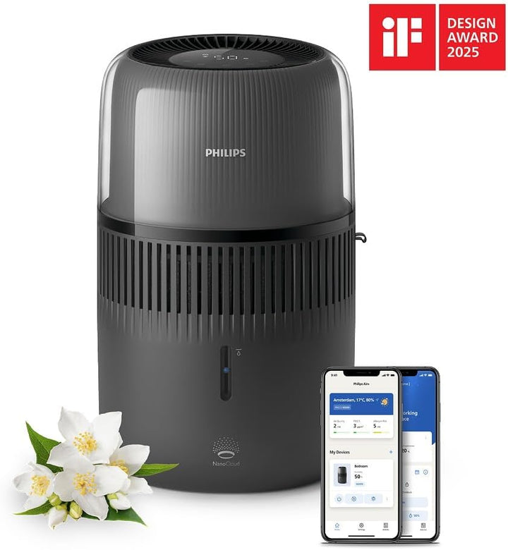 Philips 5000 Series Smart Verdunstungsbefeuchter für 45m², 12dB Ultra-leise, Schlafmodus, 99% wenige