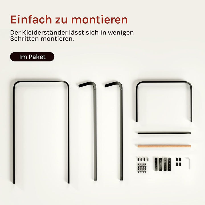 WOLTU Kleiderständer für Schlafzimmer Garderobenständer Metall Kleiderstange für Mäntel, Schwarz 40x