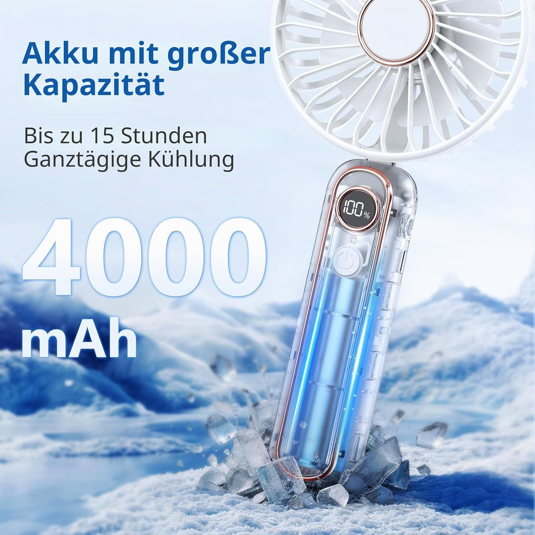 Handventilator, Tragbarer Mini Ventilator, Wiederaufladbar USB Ventilator, Kleiner Ventilator mit 6