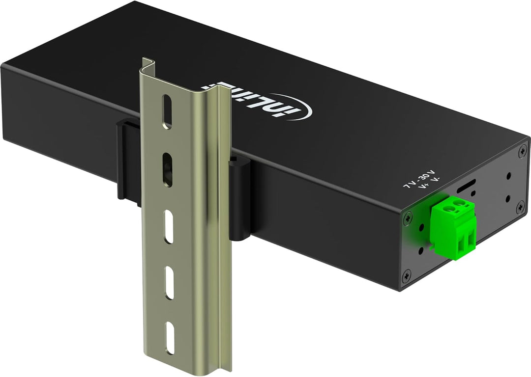 Inline USB 3.2 Gen.1 Industrie-Hub mit 10 Ports, Aluminiumgehäuse, DIN-Schienen-Montage, aktiver USB