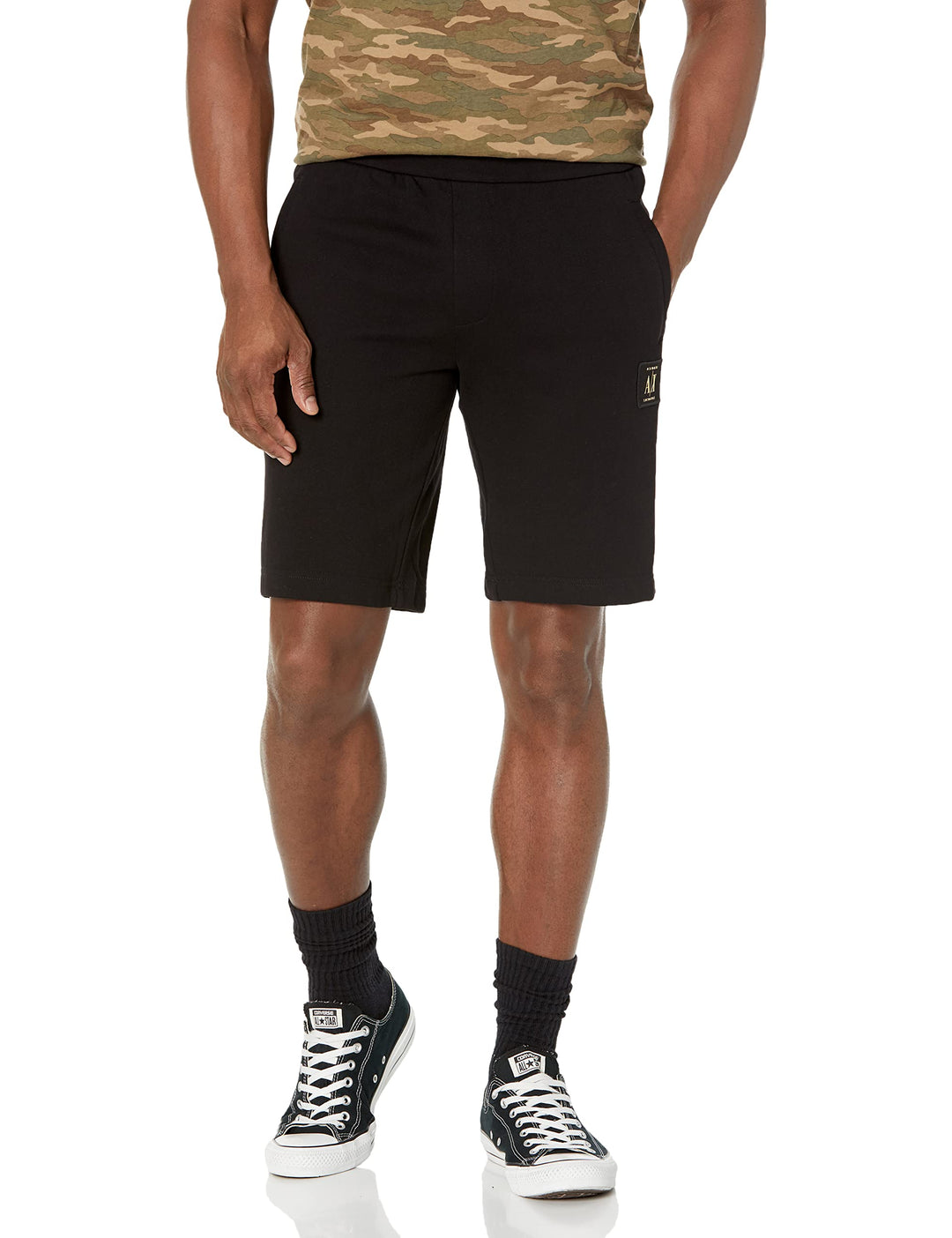 Armani Exchange Herren Icon, Side Logo Patch, Fronttaschen, Bermuda Shorts XS Schwarz, XS Schwarz
