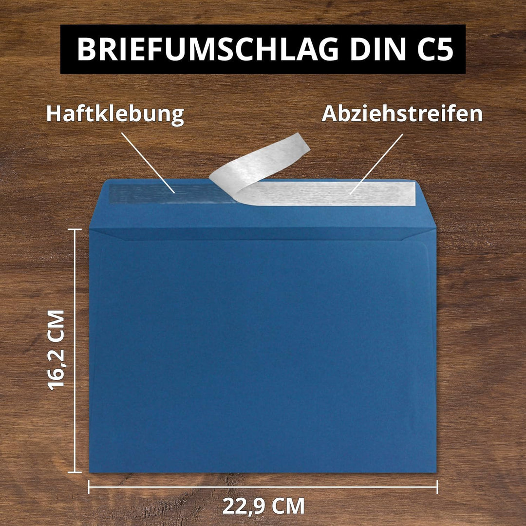 75x Briefumschläge DIN C5 Royalblau (Blau) - 16,2 x 22,9 cm - Haftklebung - Edle Kuverts für grosse