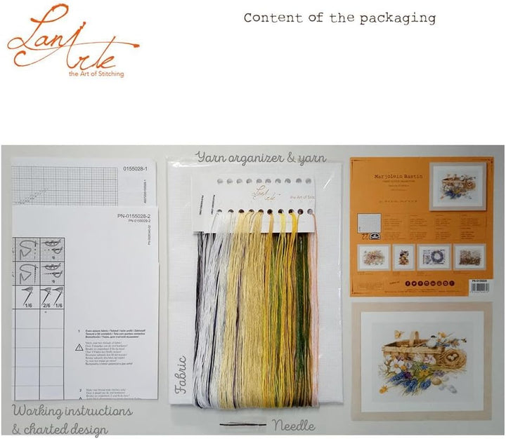 Lanarte Zählmusterpackung Frühjahrsblumen Aida Kreuzstichpackung, Baumwolle, Mehrfarbig, 39 x 32 x 0