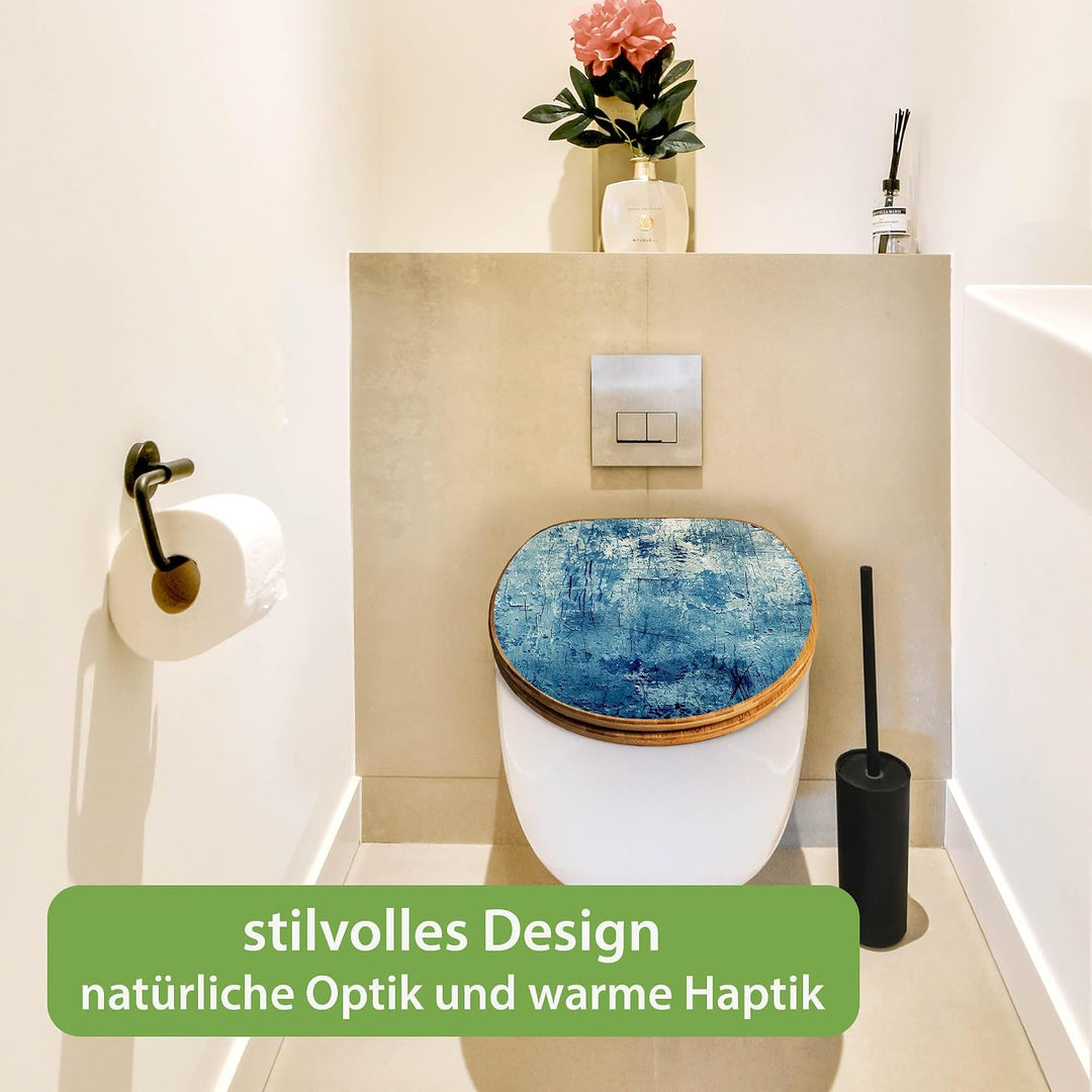 banjado Design WC Sitz Bambus Absenkautomatik 45,8x37,5cm - Toilettendeckel mit Absenkautomatik Holz