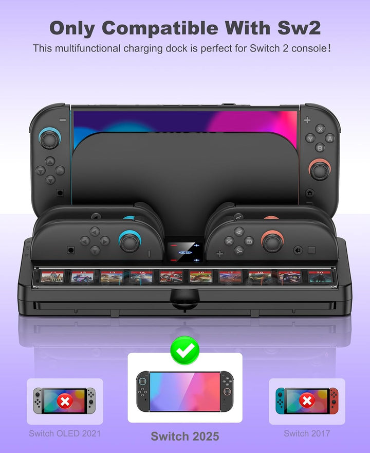 Switch 2 Ladestation & Aufbewahrungsstation für Nintendo Switch 2 Konsole - 4 Joy-Pads gleichzeitig