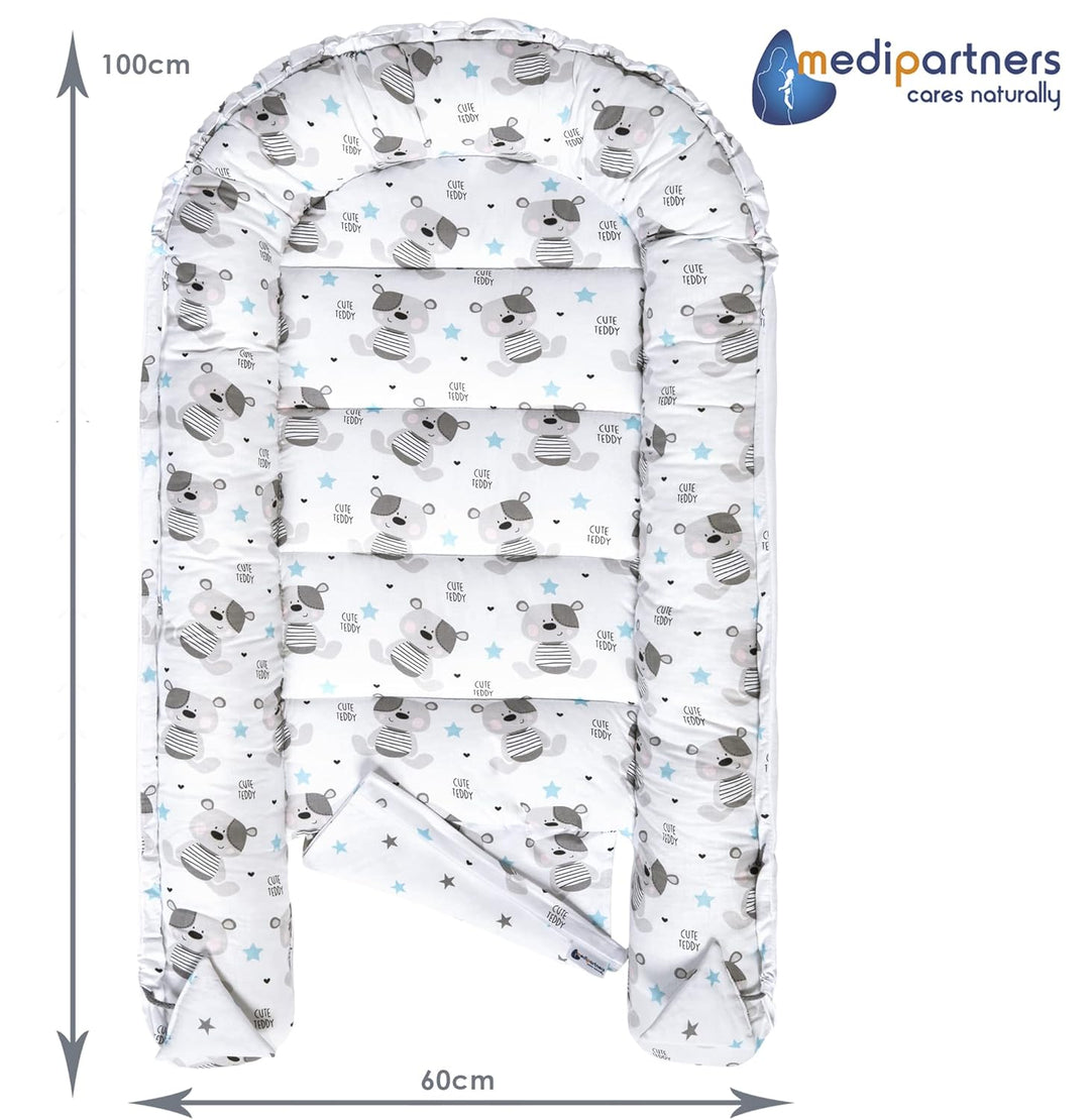 Medi Partners 5 teilig Babynestchen Set Babynest 90x50 herausnehmbarer Einsatz Bett Kuschelnest Krab
