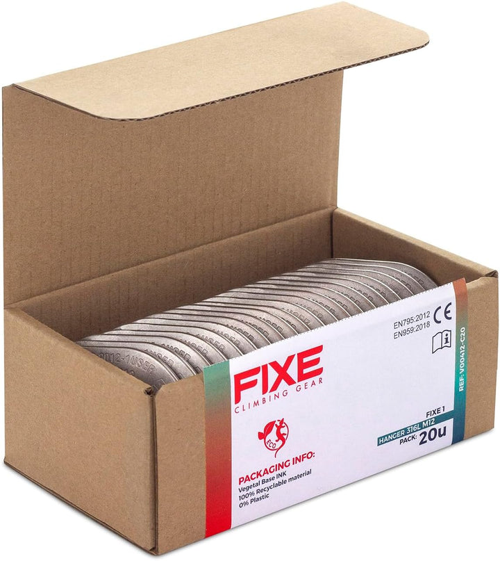 Fixe Fixe1 Hanger 12mm 20 Pack Grau - Robuste Edelstahl Bohrhakenlasche, 20 Stück, Grösse 12 mm - Fa