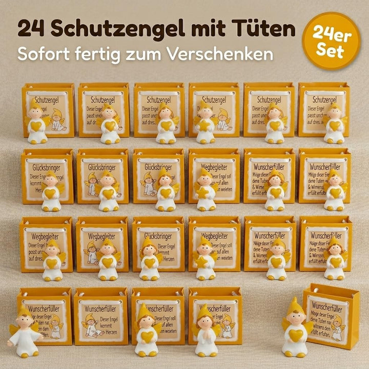 MIJOMA 24 Stück Set Schutzengel in Tüte 2-Fach Sortiert, im 24er Display, Gastgeschenk Glücksbringer