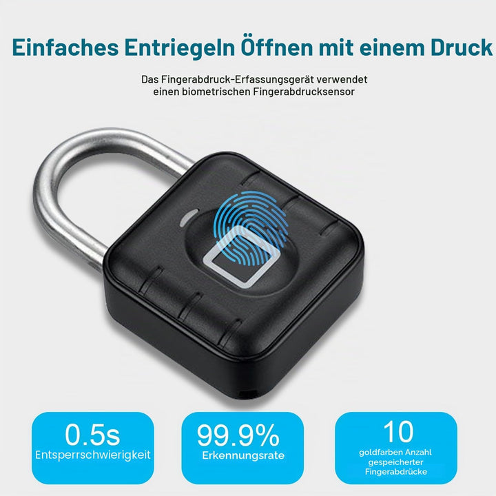 Schloss mit Fingerabdruck,Vorhängeschloss für Fitnessstudio,wetterfest,mehrbenutzer,schlüsselloses S