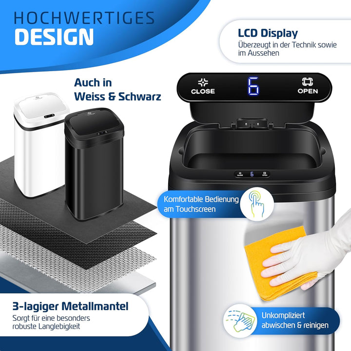 KESSER® Sensor Mülleimer Küche 52 L | Automatik mit Bewegungssensor Abfalleimer & Soft-Close-Deckel