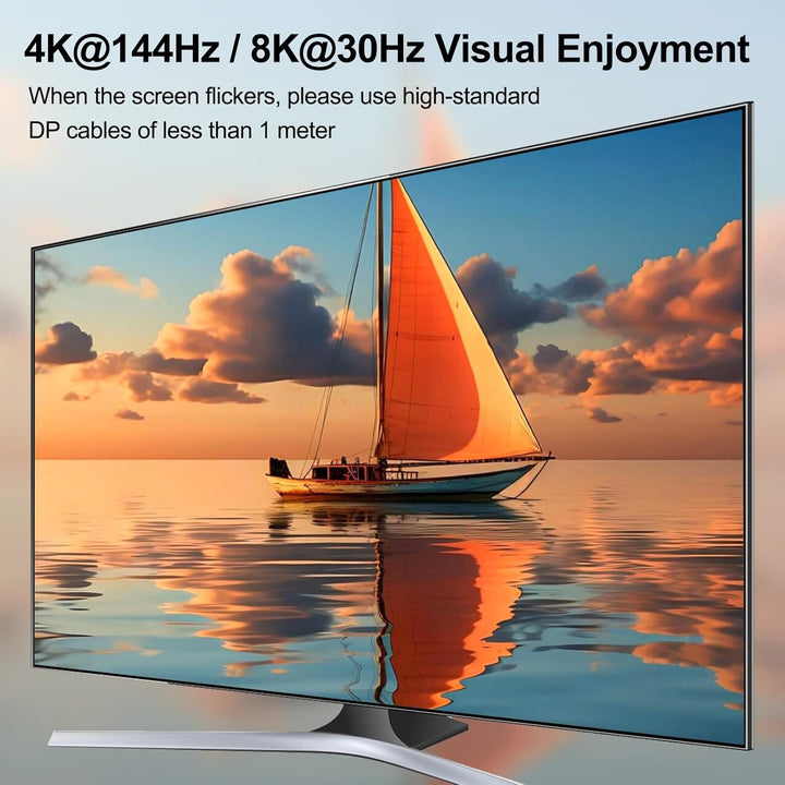 USB 3.0 KVM Switch 3 PC 2 Monitore Displayport 4K@144Hz, KVM Switch Dual Monitor Displayport 1.4 für