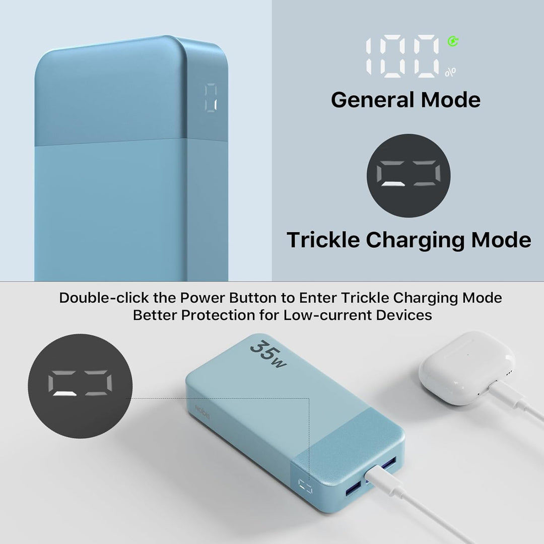 Nobis Power Bank, 20000mAh Tragbares Ladegerät, 35W USB C in & Out Schnellladung, 4 Ports Externes B