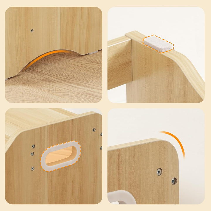 HOOBRO Tritthocker Kinder, 2-stufiger Kinderhocker mit Griffen und Anti-Rutsch-Pads, Kinderschemel f