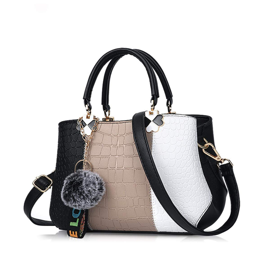 NICOLE & DORIS 2024 Neue Frauen Tasche Damen Leder Handtasche Mode Umhängetasche Mit Pompon abnehmba