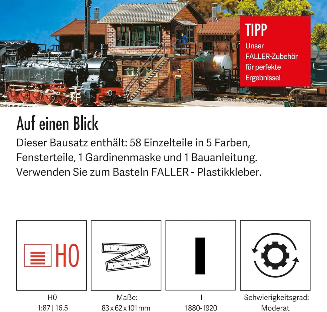 FALLER Stellwerk Mittelstadt Modellbausatz mit 364 Einzelteilen 83 x 62 x 101 mm I Modelleisenbahn Z