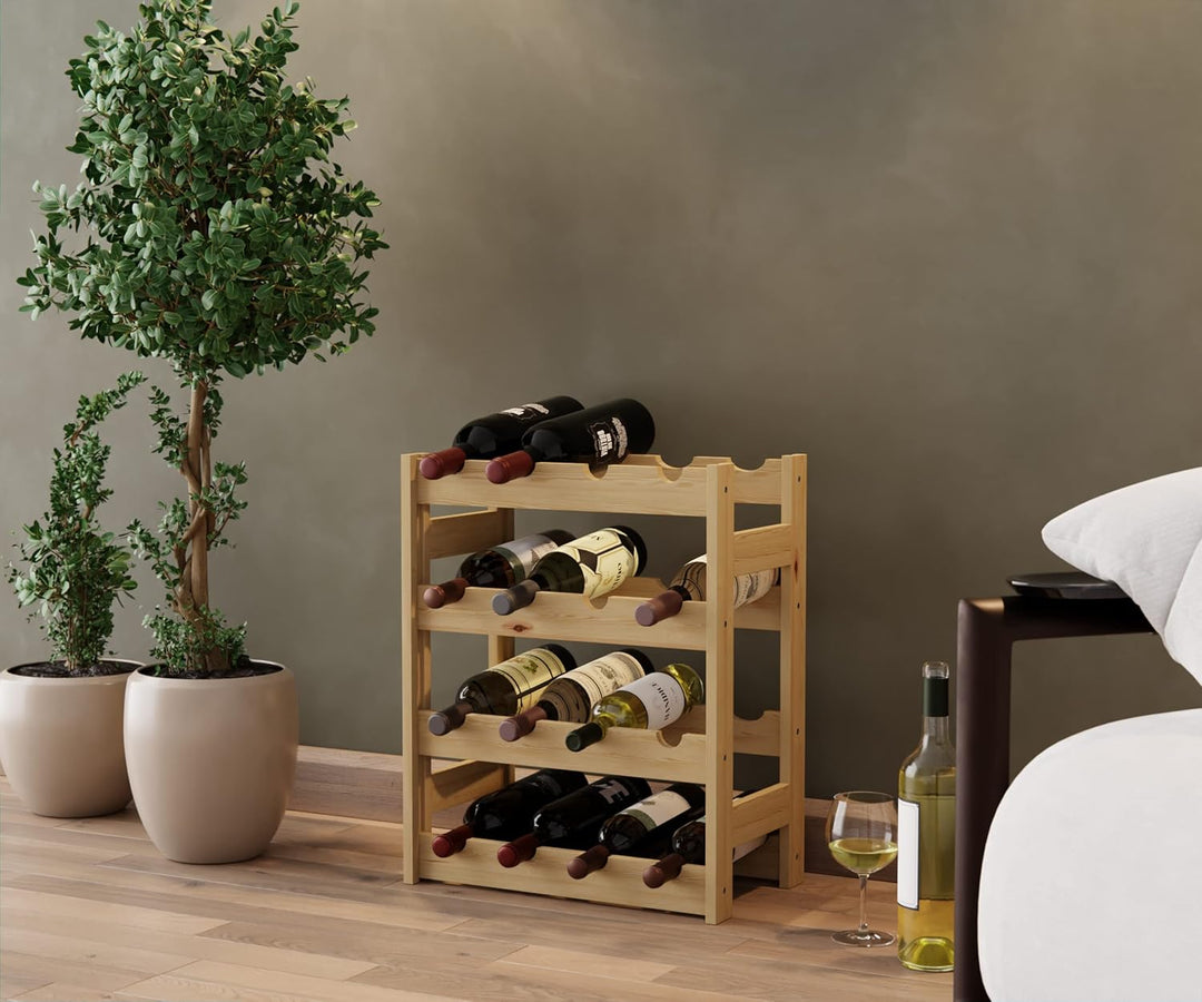 Lenmar Serie RW Weinregal aus Holz für Flaschen, Anthrazit, Braun, Natur, RW-1, 3-11 liegen, für 12-