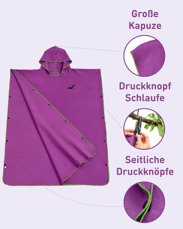 Fit-Flip Surfponcho, Umziehhilfe Damen &amp; Herren – kompakt und sehr leicht – Badeponcho, Umziehhilfe,