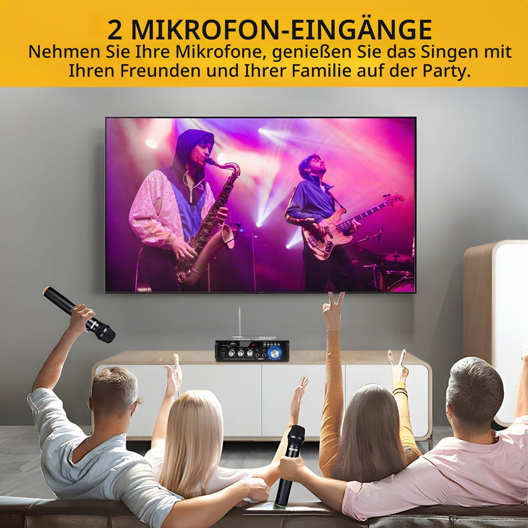 Mini Verstärker HiFi Stereo, 300W+300W Stereo Audio, Wireless Endstufe, Bluetooth 5.0 MP3 SD USB FM,