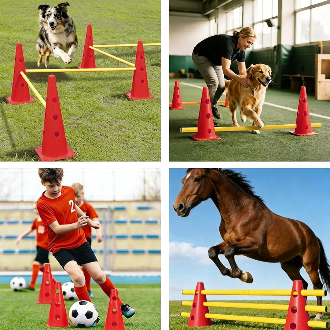 Agility Set Hunde, Agility Trainingsgerät Sports Cavaletti Hunde Steckhürdenset, Kegel Trainingshürd