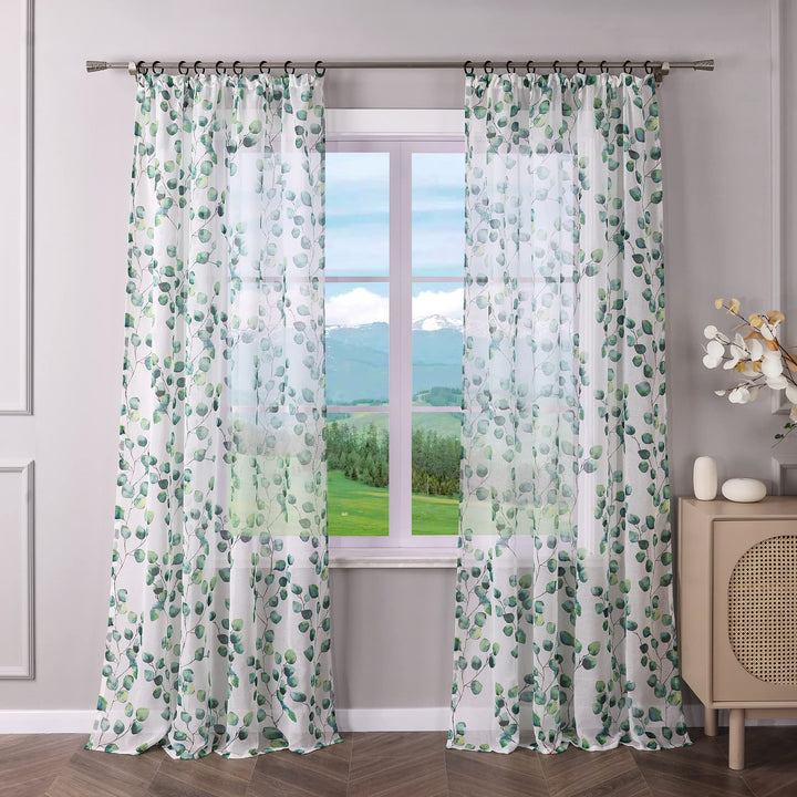 Delien 1 St. Gardinen Wohnzimmer Transparente Gardinenschals Modern Vorhang mit Blattmuster »Blätter