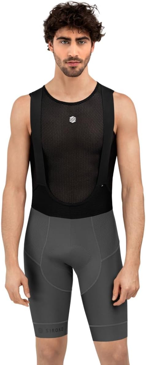 Kurze SRX Fahrrad-Trägerhose Herren Italienisches MITI Gewebe Doppelt Dichtes Sitzpolster XL Grau/Sc