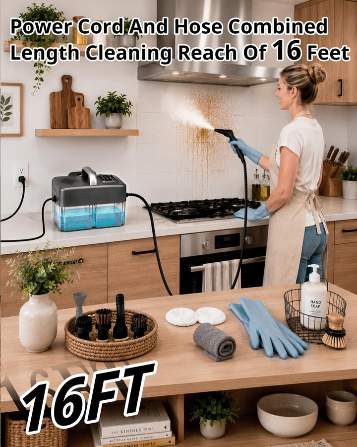 Dampfreiniger Handgerät für Alles 2500W | 6-Stufig Einstellbar, 1,6L Wassertank, 120 °C Dampf,15s Au