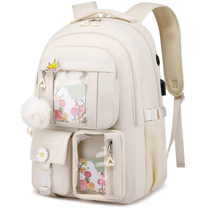 Rucksack Laptop Damen 15,6 Zoll Schulrucksack Mädchen Teenager Schultasche Frauen für Schule Uni Rei