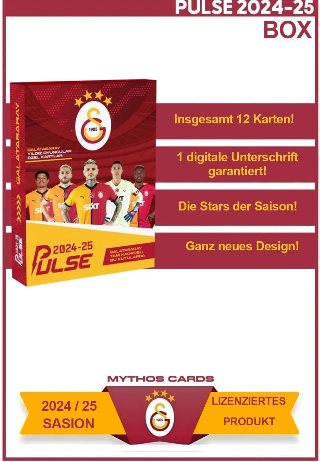Galatasaray Pulse Sammelkarten 2024/25-12 Fussballkarten Box Limitiert GS Cimbom, Digitale Unterschr
