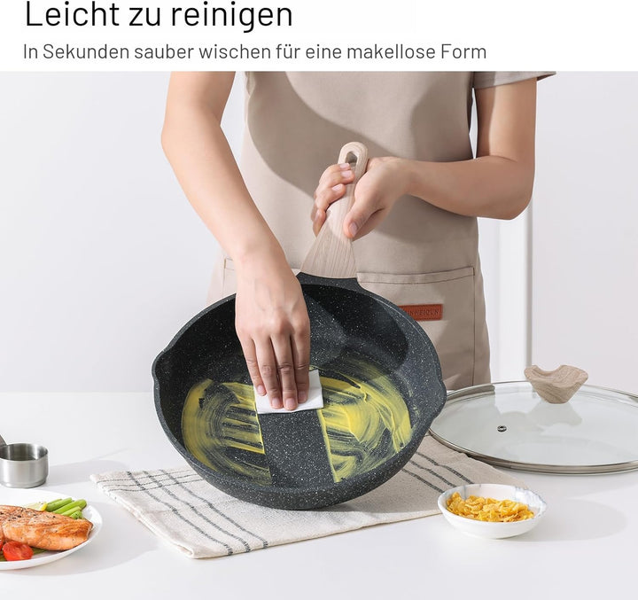Kordisen Antihaft Bratpfanne 28 cm, Granit Beschichtung Pfanne, Induktion Kompatibel, Gesunde Stein
