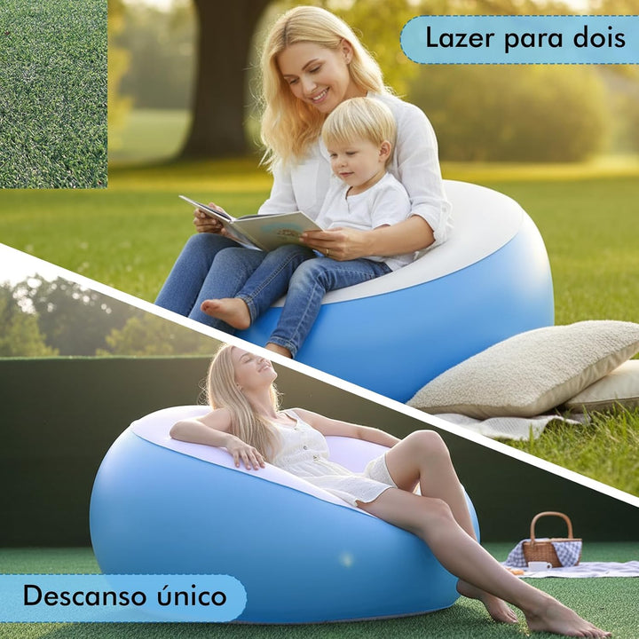 Aufblasbares Sofa, 85 * 85 * 43cm Aufblasbarer Sessel aus PVC, 100 kg Tragfähigkeit Strandliege Aufb
