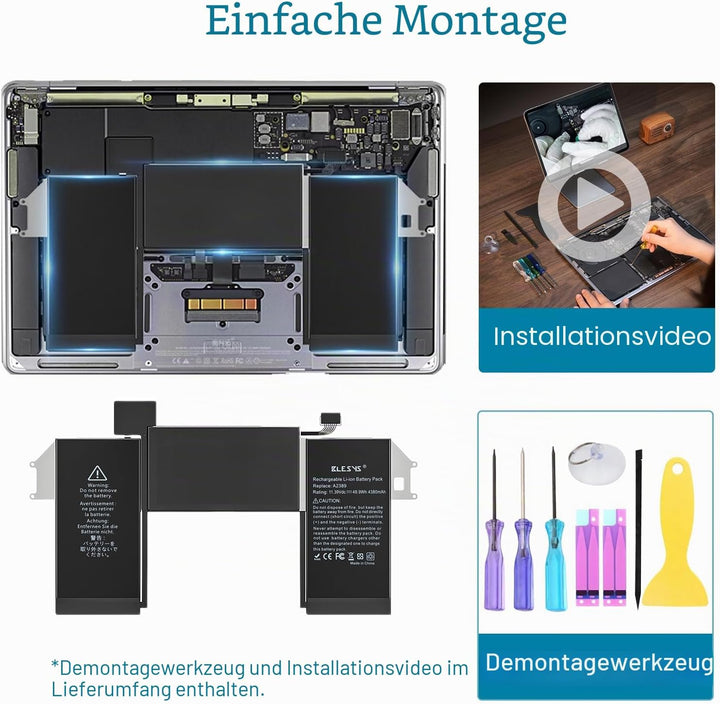 BLESYS A2337 Akku A2389 Laptop Ersatzakku für MacBook Air 13 Zoll A2337 M1 2020 EMC 3598 [Li-Polymer